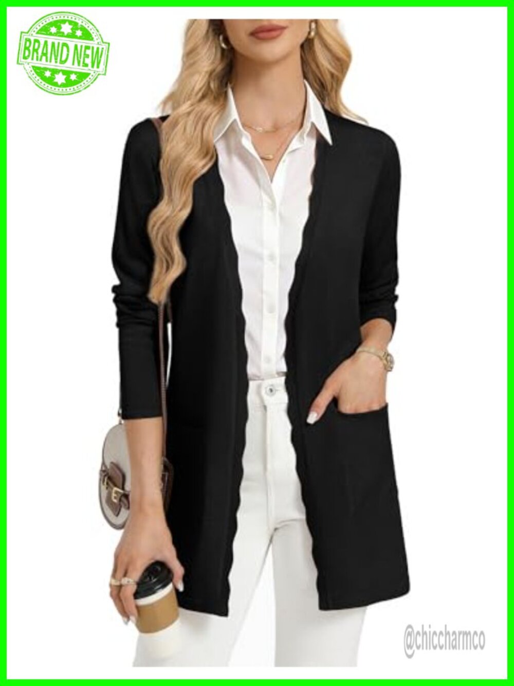 Long Cardigan Sweater Open Front Mid-Thigh Lightweight Business Casual Women